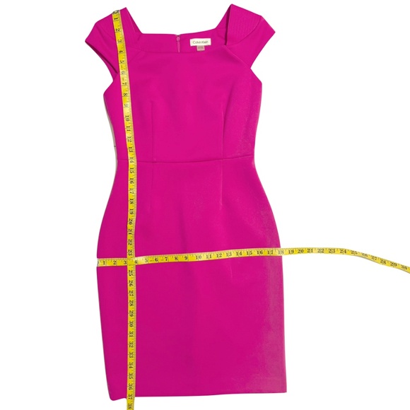 Calvin Klein Hot Pink Capped Sleeve Scuba Sheath Dress Size 4 - Picture 8 of 12
